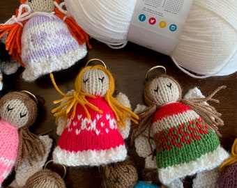 Hand knitted holiday tree ornaments