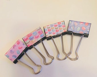J’adore les macarons - set of 4 medium binder clips for 9.00