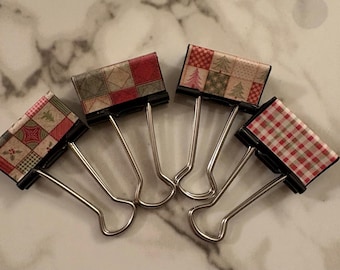 Country Christmas set of 4 medium binder clips-10.00  per set