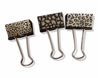 Love that leopard print - set of 3 medium binder clips - 6.75 per set