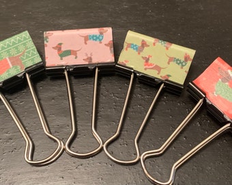 Set of 4 medium holiday dachshund clips