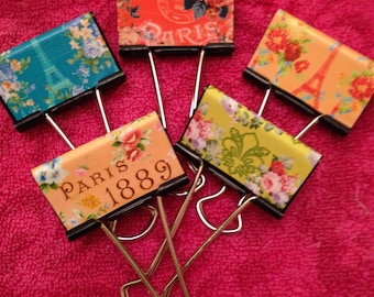 I Love France - Large Binder Clips with country themes - 2.50 per clip