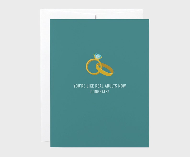 Funny Engagement Card You/'re Like Real Adults Now Funny Adults Wedding Card