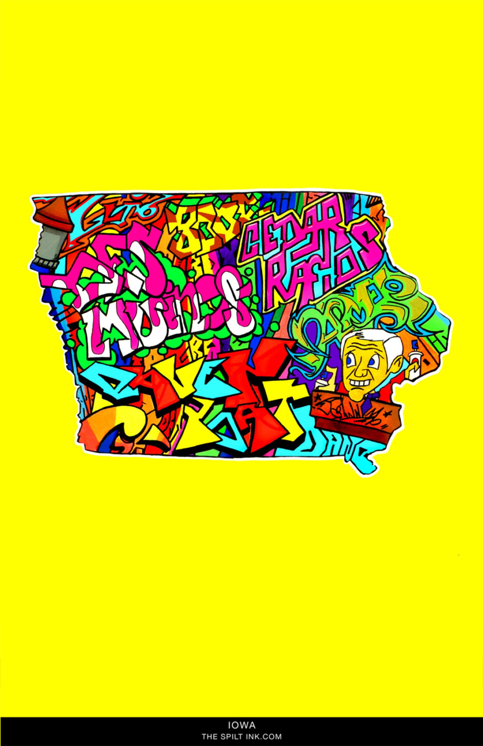 Iowa State / A Colorful Painting of Iowa's Icons and Etsy