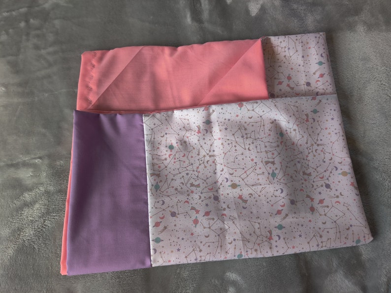 PILLOWCASE Constellations in Pastel Cotton wLilac Cotton:Pink Cotton