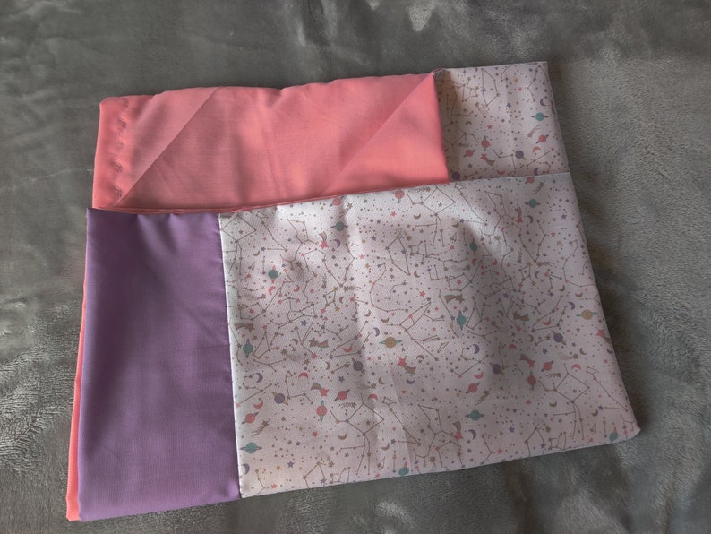 PILLOWCASE Constellations in Pastel Cotton wLilac Cotton:Pink Cotton