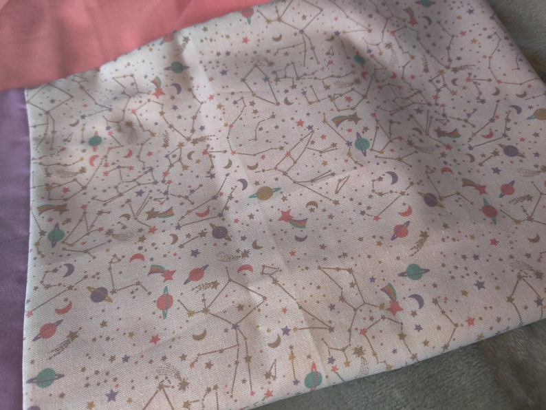 PILLOWCASE Constellations in Pastel Cotton wLilac Cotton:Pink Cotton