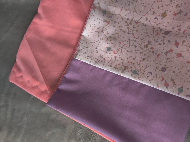 PILLOWCASE Constellations in Pastel Cotton wLilac Cotton:Pink Cotton