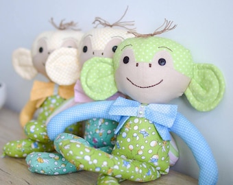 Monkey 'MONTY MONKEY' Doll, soft toy, plushie, sewing for children, PDF sewing pattern