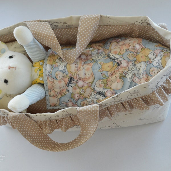 Capazo de muñecas simples, cama de transporte, patrón de costura PDF de cesta Moisés
