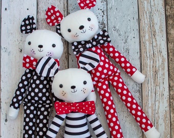 Mouse doll 'FERGUS the MOUSE' soft toy, plushie, PDF sewing pattern