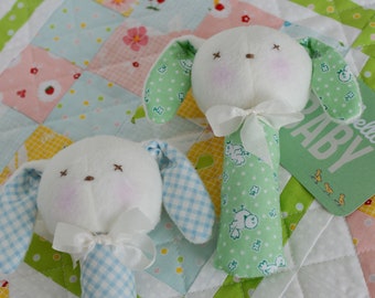Blushing Bunny Rattle Soft Toy: Baby Sewing Pattern (PDF)