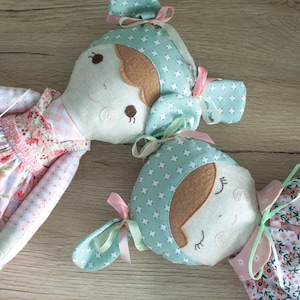Dressed doll  &#39;Lola and Ruby&#39; , rag doll, soft toy, plushie, PDF sewing pattern
