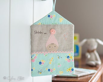 Mini hanging, Shhh...Sleepy Suzie' door hanger, sewing for baby, PDF sewing pattern