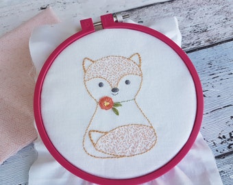 Woodland Foxy Embroidery Pattern, Nursery Animal Design (PDF)