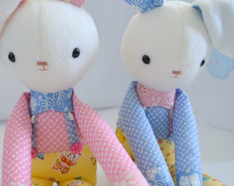 Bunny doll 'KERAH RABBIT' soft toy, plushie, sewing for children, PDF sewing pattern