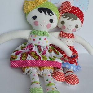 Dressed doll  &#39;LEAH HONEY&#39; Dolly, soft toy,PDF sewing pattern