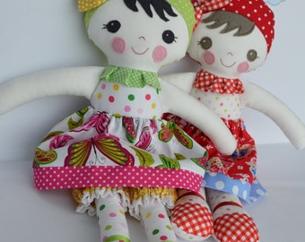 Dressed doll  'LEAH HONEY' Dolly, soft toy,PDF sewing pattern