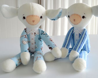 Snuggly Lamb Plush Toy Sewing Pattern: Fleece Doll with PJs (PDF Pattern)