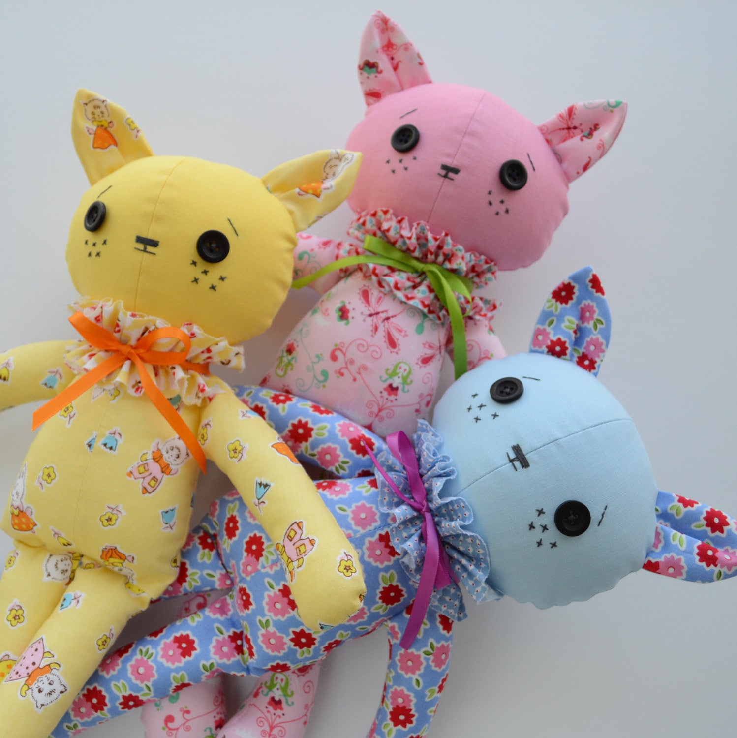 Kitten Doll 'COLOUR KITTIES' Soft Toy Plushie PDF Etsy