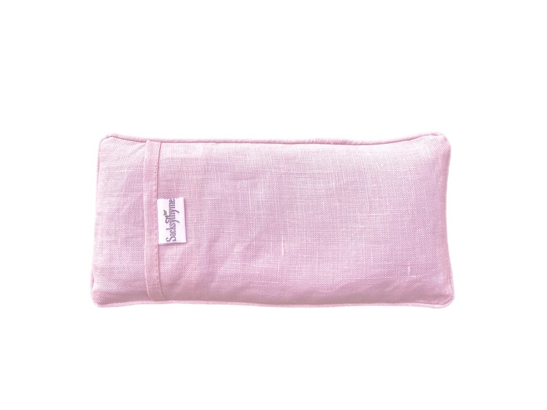 Organic Linen Eye Pillow, Yoga Eye Pillow, Self Care Gift, Removable Washable Cover, Stress Relief Lavender Heating Pad Hot Cold Pink