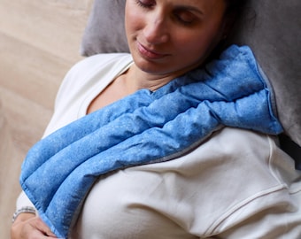 Poduszka grzewcza do mikrofalówki, gorąca terapia, pakiet grzewczy do mikrofalówki z siemieniem lnianym, wilgotne poduszki grzewcze wielokrotnego użytku, bawełna/polar, duże 18"x7"