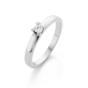 White gold ring, diamond solitaire ring unique style by Cober. Engagement ring for her. Free shipping image 1