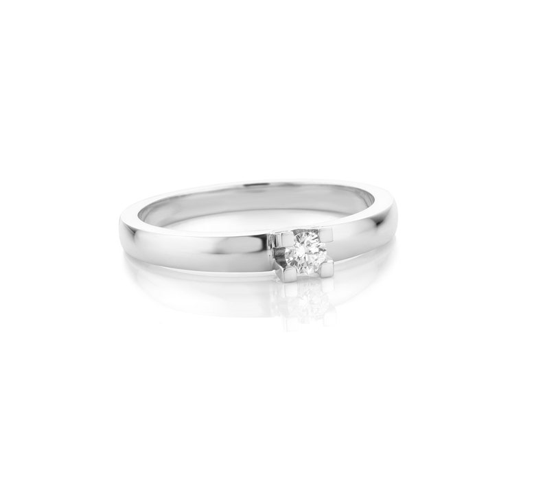 White gold ring, diamond solitaire ring unique style by Cober. Engagement ring for her. Free shipping image 2