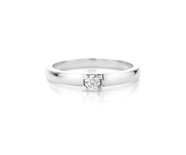 White gold ring, diamond solitaire ring unique style by Cober. Engagement ring for her. Free shipping image 3