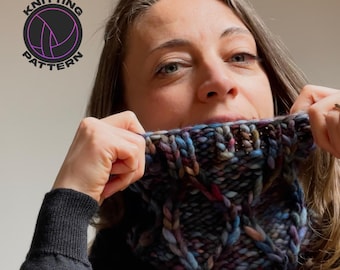 Riva Cowl Knitting Pattern | Chunky Cowl Pattern | Beginner Cable Knit Neck Warmer | Digital Download | Winter Accessories