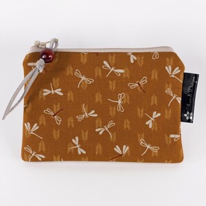 Monedero pequeño de libélula mostaza, mini billetera amarilla, bolso de viaje pequeño, estuche para tarjetas pequeño, llavero japonés, bolsa con cremallera akitsu