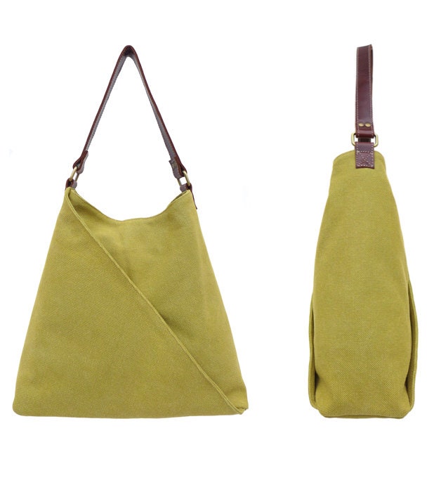 TATYZ Women Bright Color Organic Cotton and Genuine Leather Triangular Single Handle Summer Tote Bag