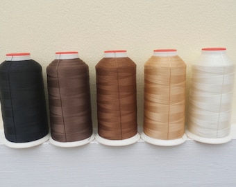 1 cone/spool of Nylon (N.8 or 20) leather sewing threads ( black, dark brown, brown, beige,cream) for stitching leather shoes/bags/belts