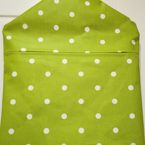 Peg bag,peg storage,oilcloth peg bag,peg storage,clothes peg holder,clothes pin bag, green spot oilcloth peg bag