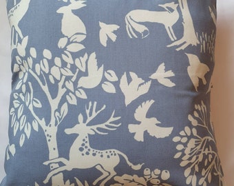 Woodland Blue Cotton Cushion Cover / Pillow