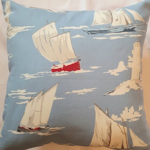 Blaue Seaside Boot Kissenbezug / Kissen 16 "x 16" 40 cm x 40 cm