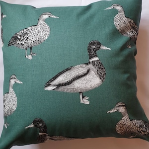Teal Duck / Bird Cotton Cushion Cover/ Pillow