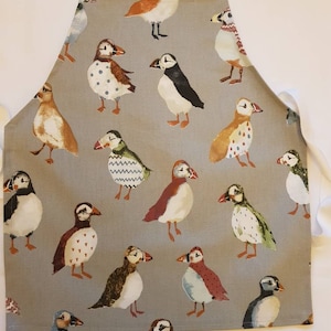 Grey Puffin Children&#39;s Apron / Pinny / Toddler Apron/ Overall/ Child&#39;s Apron