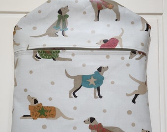 Sac à pinces, rangement pour pinces, sac à pinces en toile cirée, rangement pour chevilles, porte-chevilles à langer, sac pour épingles à linge, sac à pinces en toile cirée pour chien tacheté (une petite seconde)