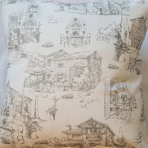 Country Garden Grey Cotton Cushion Cover / Pillow