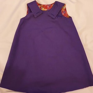 Purple Sophie Pinafore Dress: Reversible Print, Girls Toddler Dress (Age 2-6 Years)