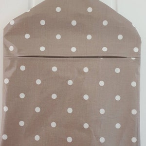 Peg bag,peg storage,oilcloth peg bag,peg storage,clothes peg holder,clothes pin bag, brown spot oilcloth peg bag