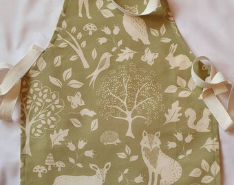 Green / Grey Woodland Animal Children's Apron / Pinny / Toddler Apron/ Overall/ Child's Apron