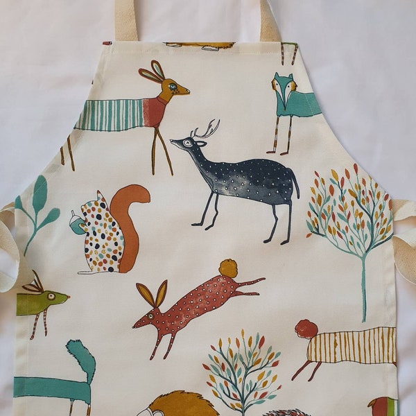 Woodland Animal Blue Children's Apron / Pinny / Toddler Apron/ Overall/ Child's Apron