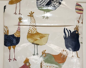 Chicken Oilcloth Peg Bag: Handmade Clothes Pin Holder