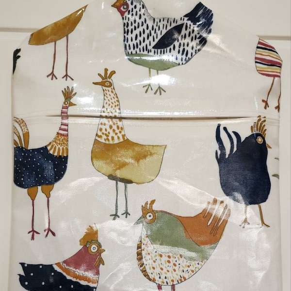 Sac pour chevilles poulet, rangement pour chevilles, sac pour chevilles en toile cirée, rangement pour chevilles, support pour chevilles à linge, sac pour épingles à linge, sac pour chevilles en toile cirée poulet