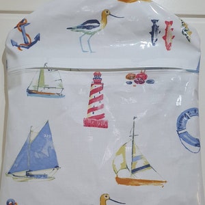 Peg bag,peg storage,oilcloth peg bag,peg storage,clothes peg holder,clothes pin bag, seaside oilcloth peg bag