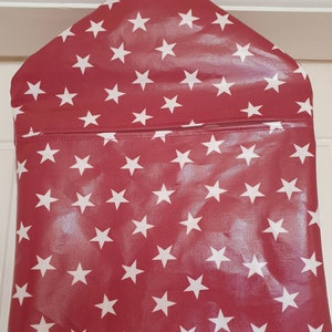 Star Peg bag,peg storage,oilcloth peg bag,peg storage,clothes peg holder,clothes pin bag, red star oilcloth peg bag