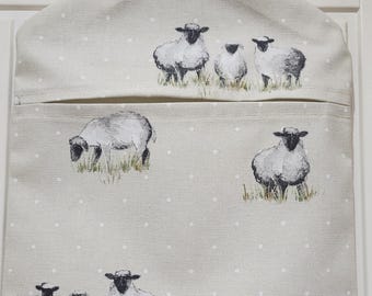 Handmade Sheep Farm Fabric Peg Bag, Clothes Pin Holder