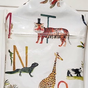 Animal Peg bag,peg storage,oilcloth peg bag,peg storage,clothes peg holder,clothes pin bag, jungle oilcloth peg bag